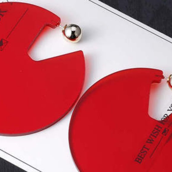 NWOT Large Red Colorful Hoop Earrings - Picture 4 of 5